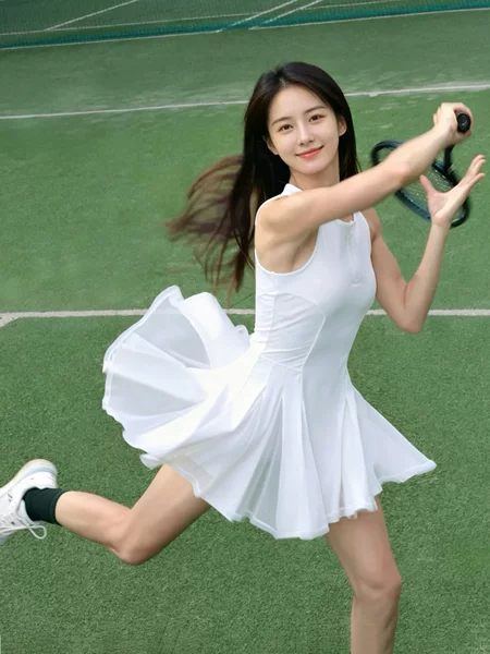 Quick-drying zippered tennis dress with built-in bra, lightweight and breathable, with a fitted waist, badminton skirt, and included anti-peek shorts, tennis outfit