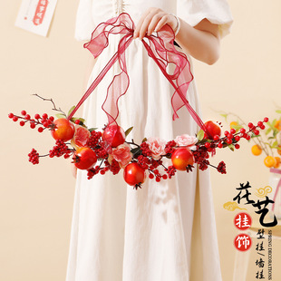 2025 New Year's Day New Year's Spring Festival Decorative Supplies Pendant Fortune Fruit Simulation Pomegranate Festive Door Entrance Door Hanging Decoration