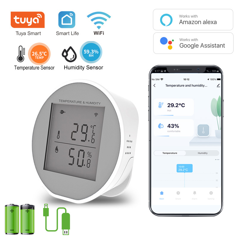 Graffiti inteligente WiFi termómetro de alta y baja temperatura alarma inalámbrica hogar sensor de temperatura batería USB fuente de alimentación image 2