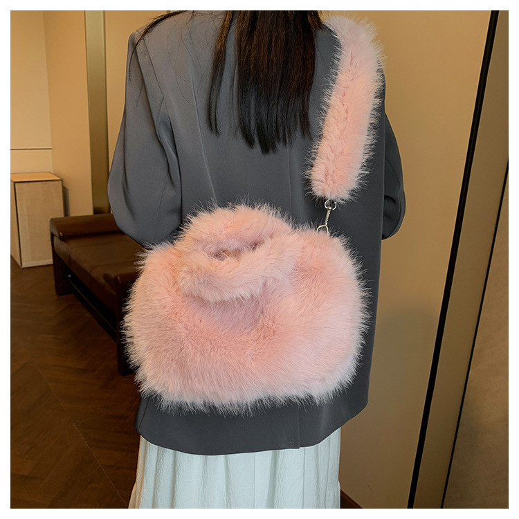 951g Weight Zipper Closure Type Single Shoulder Strap, Top Handle Strap Type Shoulder Bag, Handbag Bags Type Daily Occasion Plush Material Solid Color Pattern Autumn&Winter Season Women's Gender Vintage Style Style Square Shape Medium Size Women's Medium Plush Solid Color Vintage Style Square Zipper Shoulder Bag Handbag 7