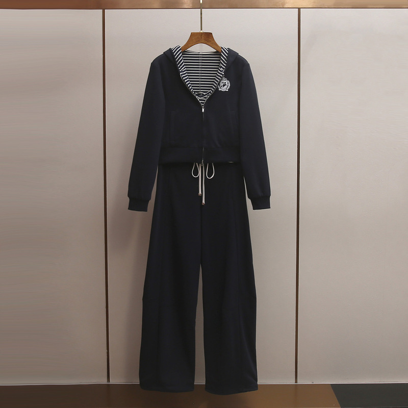 Shenzhen Nanyou High-End Women's Clothing Spring New French Casual Style Hooded Cardigan Paired with Suspender Pants Set for Women Shenzhen Nanyou High-End Women's Clothing Spring New French Casual Style Hooded Cardigan Paired with Suspender Pants Set for Women
