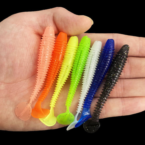 Threaded T-tail monochrome flash spiral T-tail soft bait, soft fish, soft worm, lure, fake bait, mandarin fish bait manufacturer wholesale
