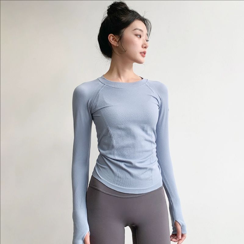 New Autumn and Winter Yoga Tops for Women, Round Neck, Tight-Fitting, Long-Sleeved, Quick-Drying, Running, Pilates Training, Fitness Clothes New Autumn and Winter Yoga Tops for Women, Round Neck, Tight-Fitting, Long-Sleeved, Quick-Drying, Running, Pilates Training, Fitness Clothes