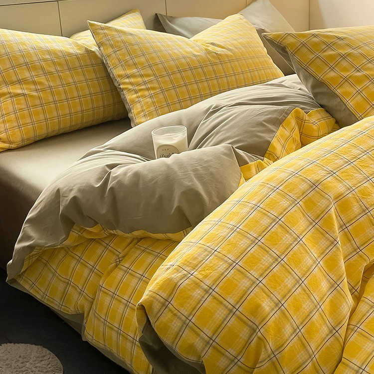 Juego de cuatro piezas de algodón 100 cama de dormitorio de algodón de tres piezas sábanas, edredón, funda de edredón, funda de edredón, cama individual para niños 4