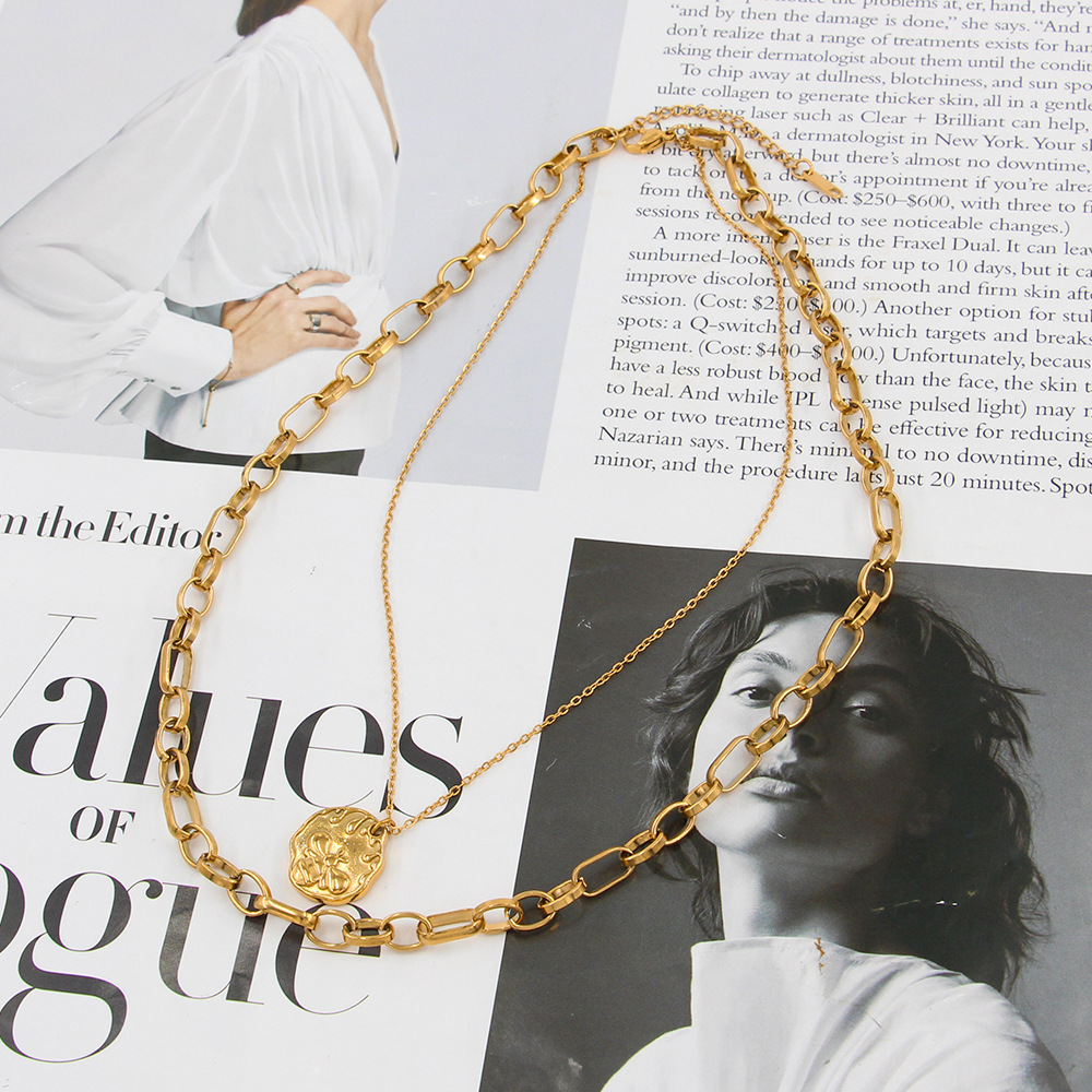 Fashion Bee Stainless Steel Titanium Steel Plating Layered Necklaces_colorza_7