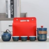 Blue ancient rhyme one pot of three cups+tea cans-big red envelopes