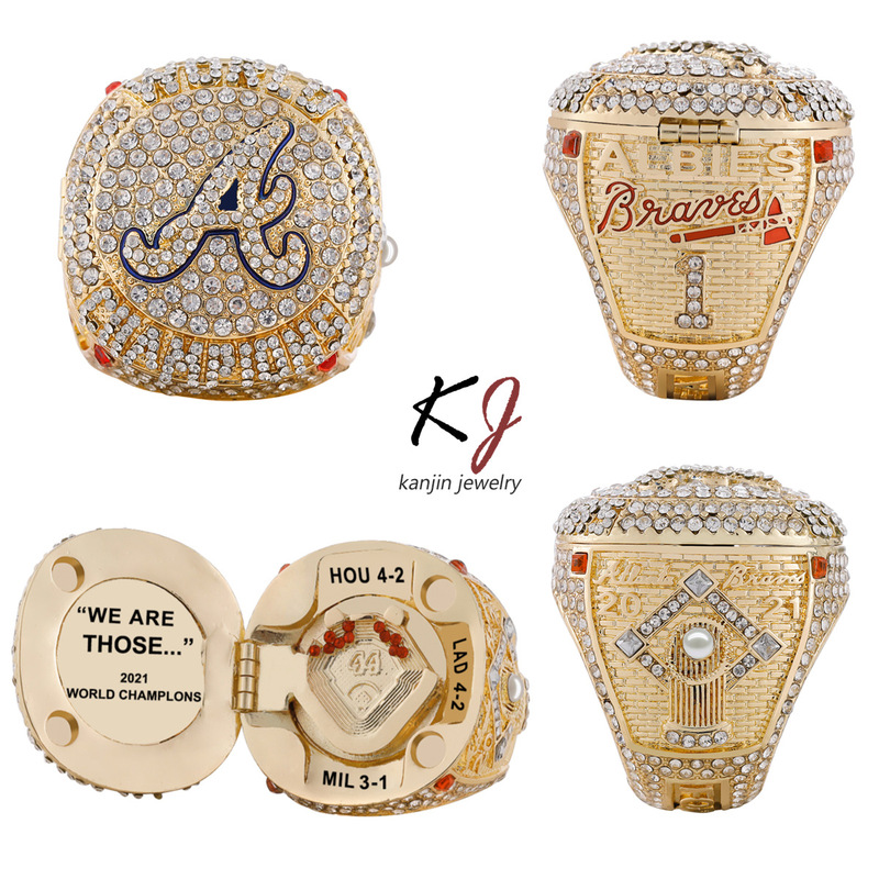 MLB Atlanta Warriors champion ring men's World Baseball competition flip ring cross-border jewelry MLB Atlanta Warriors champion ring men's World Baseball competition flip ring cross-border jewelry