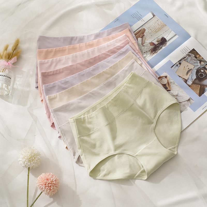 Ropa interior de cintura alta de las mujeres fábrica al por mayor 40 algodón entrepierna simple cómodo macaron color tamaño libre ropa interior de niña