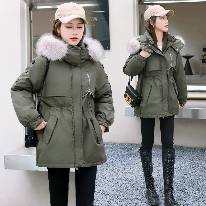 Зимняя длинная куртка с капюшоном, пуховик с пуховым наполнителем, plus size, средней длины