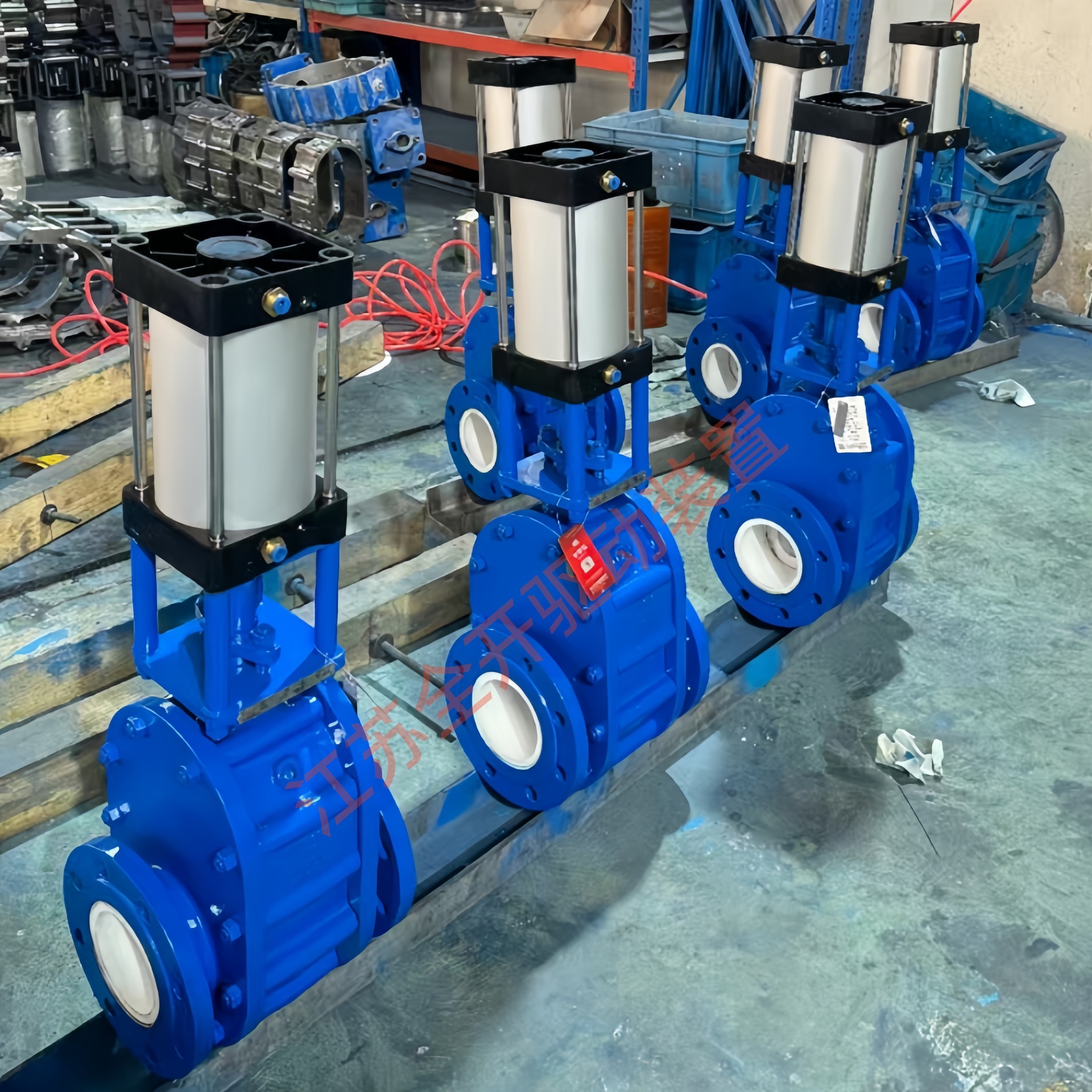 耐磨气动陶瓷双闸板阀Z644TC-PN10 DN65 法兰进出料灰渣颗粒输送