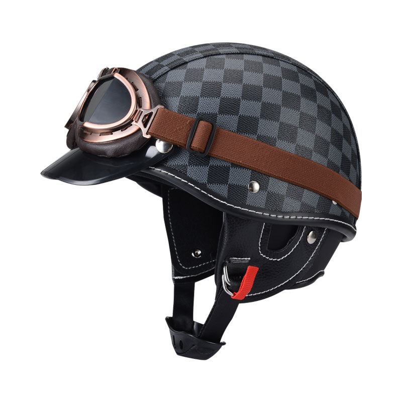 블루 그레이 격자 + 구리 프레임 티 미러