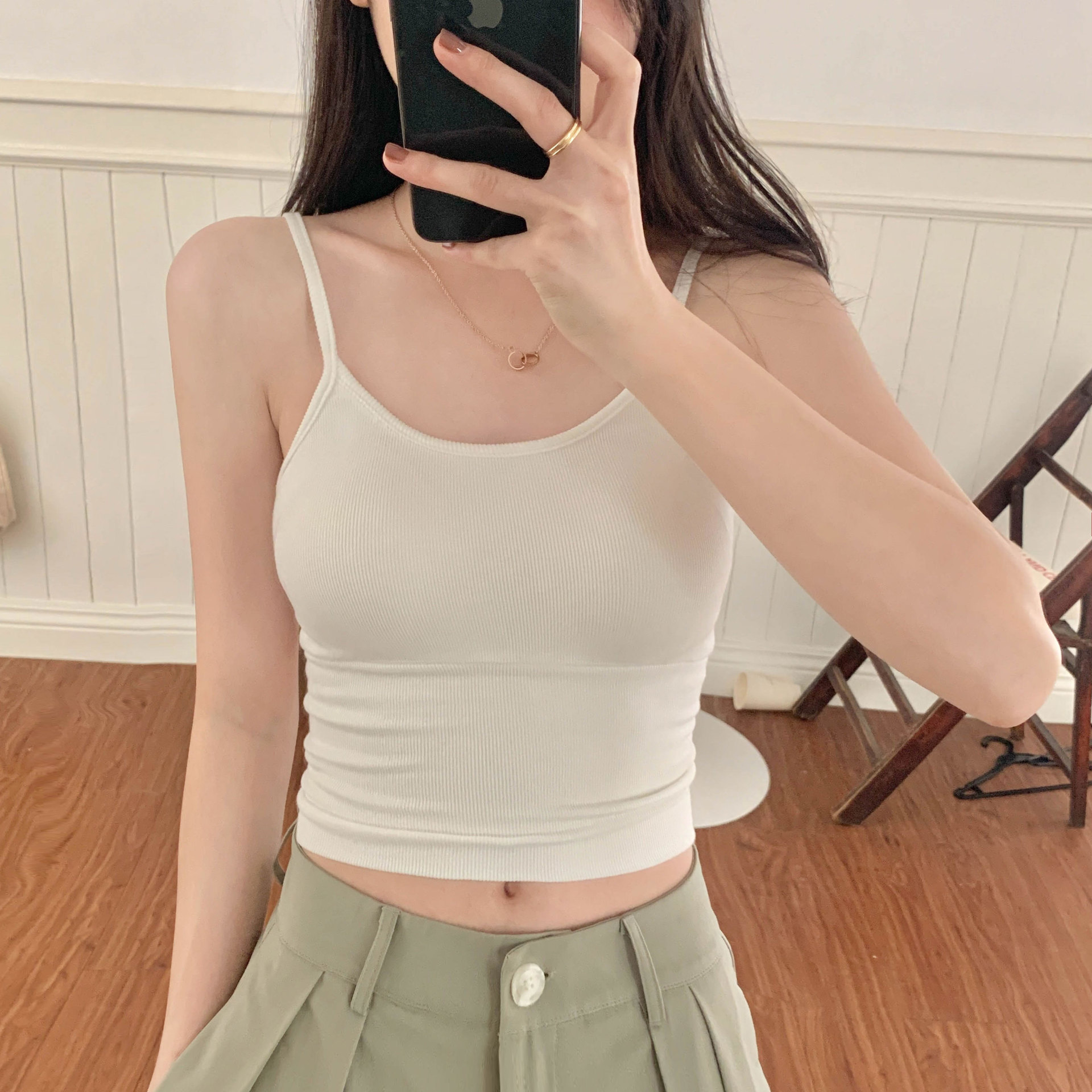 Chica fresca desgaste interior puro algodón grande U belleza espalda Correa Chaleco con almohadilla en el pecho desgaste exterior bottoming Top envuelto en el pecho para las mujeres