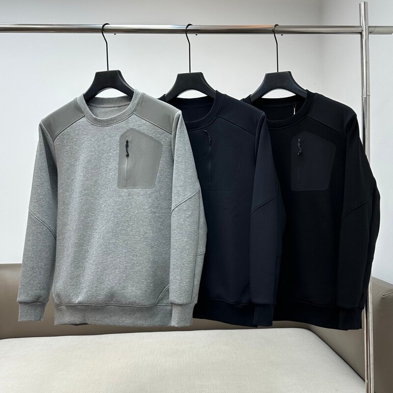 Dropshipping Men's Autumn Simple Trendy Casual Sports Top with Embroidered Logo Round Neck Long Sleeve Sweatshirt