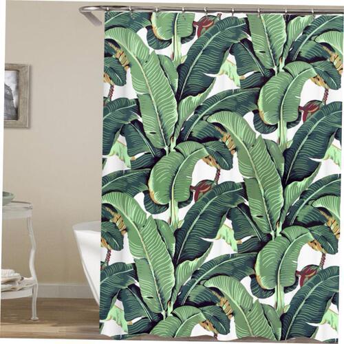Green Tropical Plants Shower Curtain Bathroom Waterproof