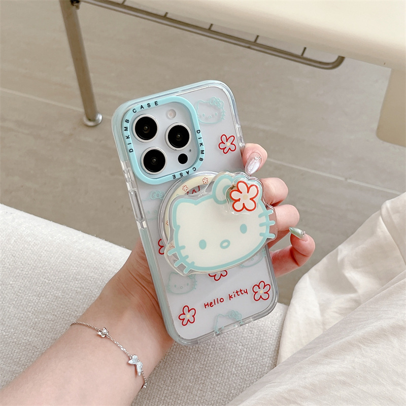 Estilo ins líneas simples y lindas KT cat adecuado para Apple 16ProMax funda para teléfono móvil 15Pro magnético 14/13 hembra