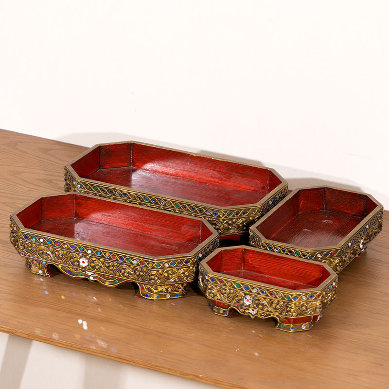 Thailand Southeast Asian Style Home Living Room Coffee Table Vintage Fruit Plate Desktop Storage Decorative Craft Ornaments