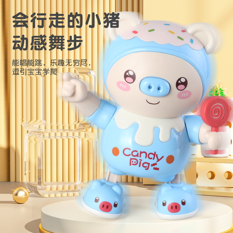 Entrega de una pieza baile eléctrico pequeño cerdo lindo muñeca de juguete música ligera swing cerdo puesto de mercado nocturno al por mayor