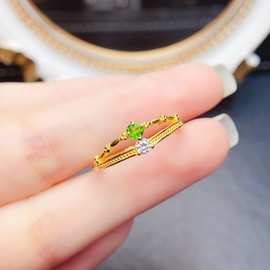 跨境专供天然沙弗莱S925戒指3*3mm珠宝首饰女生配饰工厂批发