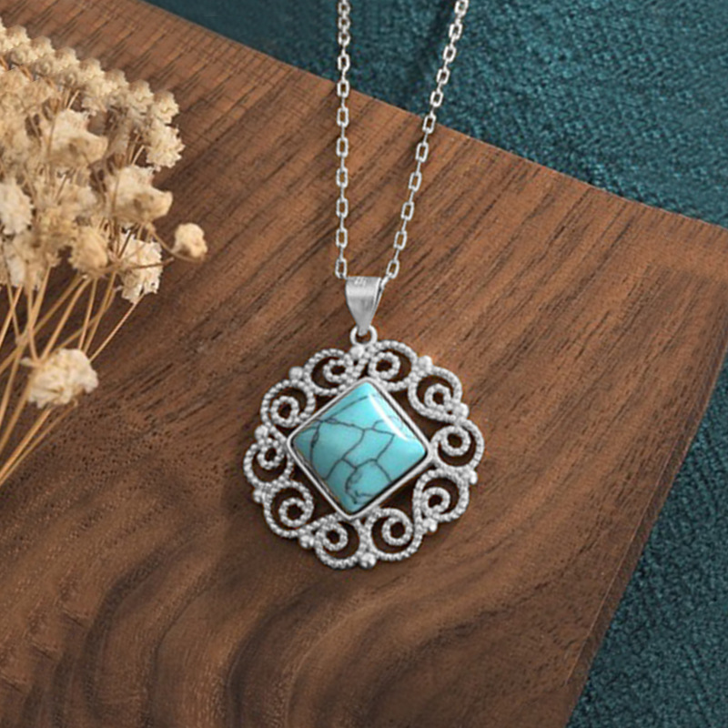 Square Pattern 1 Piece Retro Simple Style Square Alloy Inlay Moonstone Women's Pendant Necklace