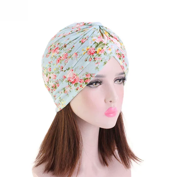 Cotton Pastoral Style Pleated Turban Hat Indian Hat Style Fashion Hat Chemotherapy Hat Tjm-412
