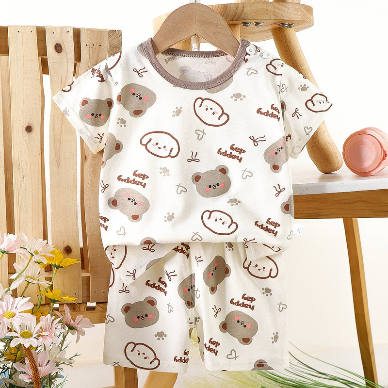 Children's short sleeve suit cotton boys T-shirt baby summer children's clothing girls shorts baby clothes summer wholesale