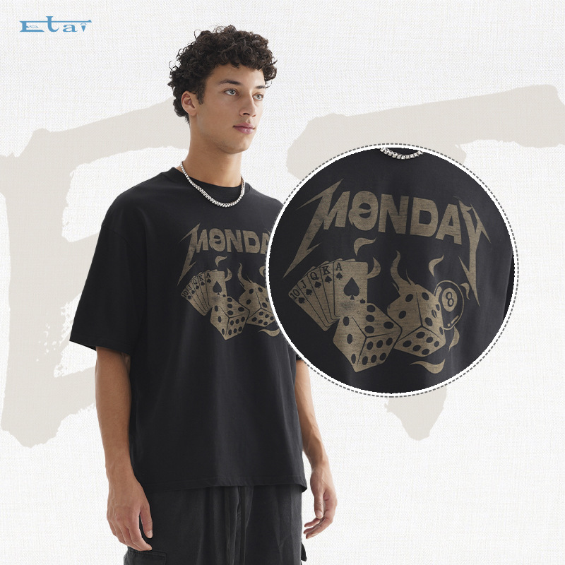 Camiseta americana de alta calidad, impresión de algodón suelta, ropa de moda para hombres, manga corta, casual para hombres
