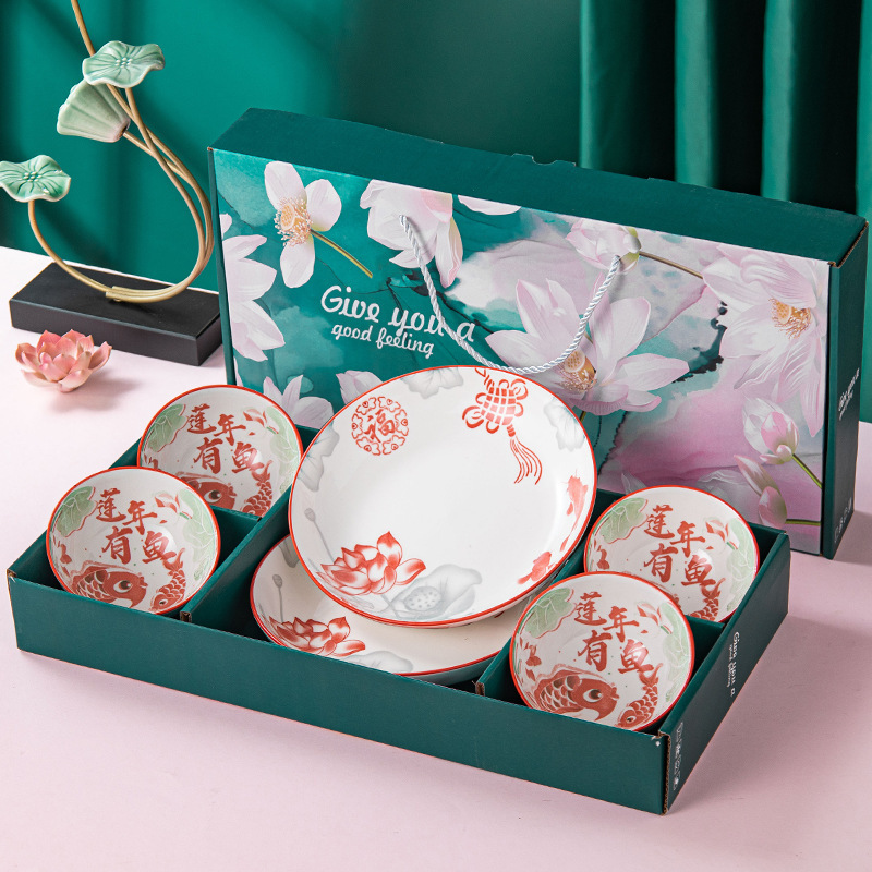 Souvenirs, Creative Ceramic Tableware, Gift Bowls and Chopsticks Set, Small Gifts for Company Opening Events to Send to Customers