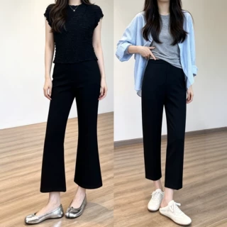 双版利落小黑裤【jujuju显瘦】不贴腿8分裤舒适通勤女裤夏季新款