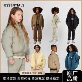 新款ESSENTIALS儿童秋冬款棉服休闲童装男童女童棉衣潮牌拉链外套