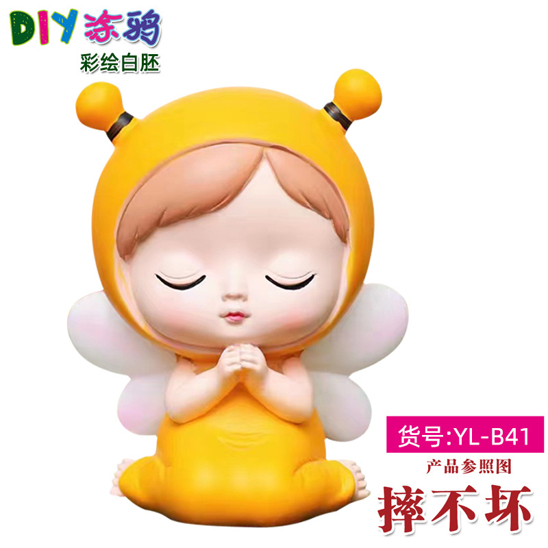 Gran vinilo yeso muñeca embrión blanco al por mayor puntada alcancía gran puntada artesanal DIY colorear blanco