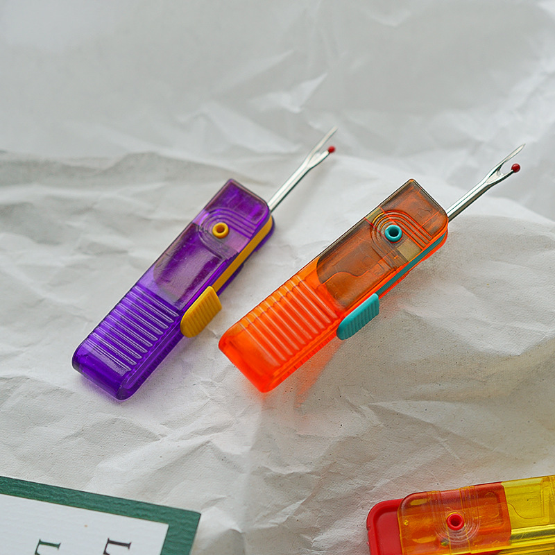 Tipo de disco U plegable mango de plástico cuchillo de deslizamiento de hilo mano de bordado cruzado cabeza de hilo picador de hilo de vestuario de corte deslizador de hilo