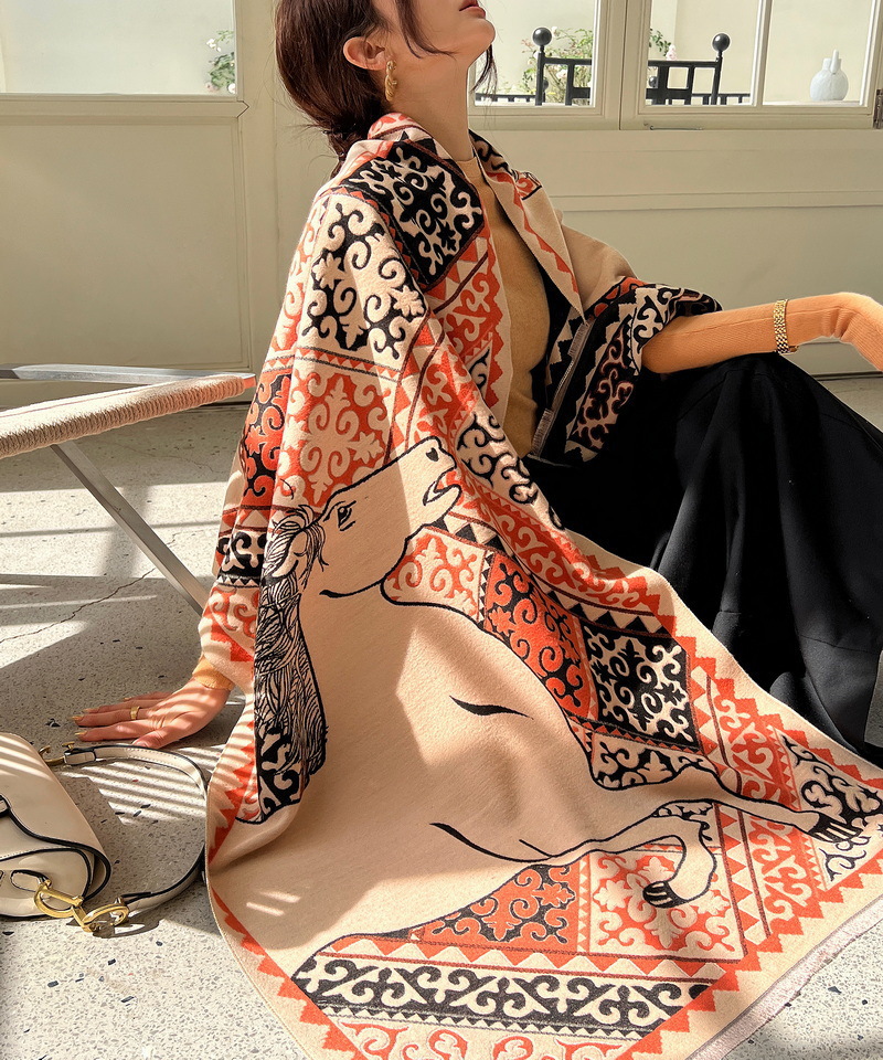 Bufanda de imitación de cachemir geométrica para mujer invierno_voghion.com