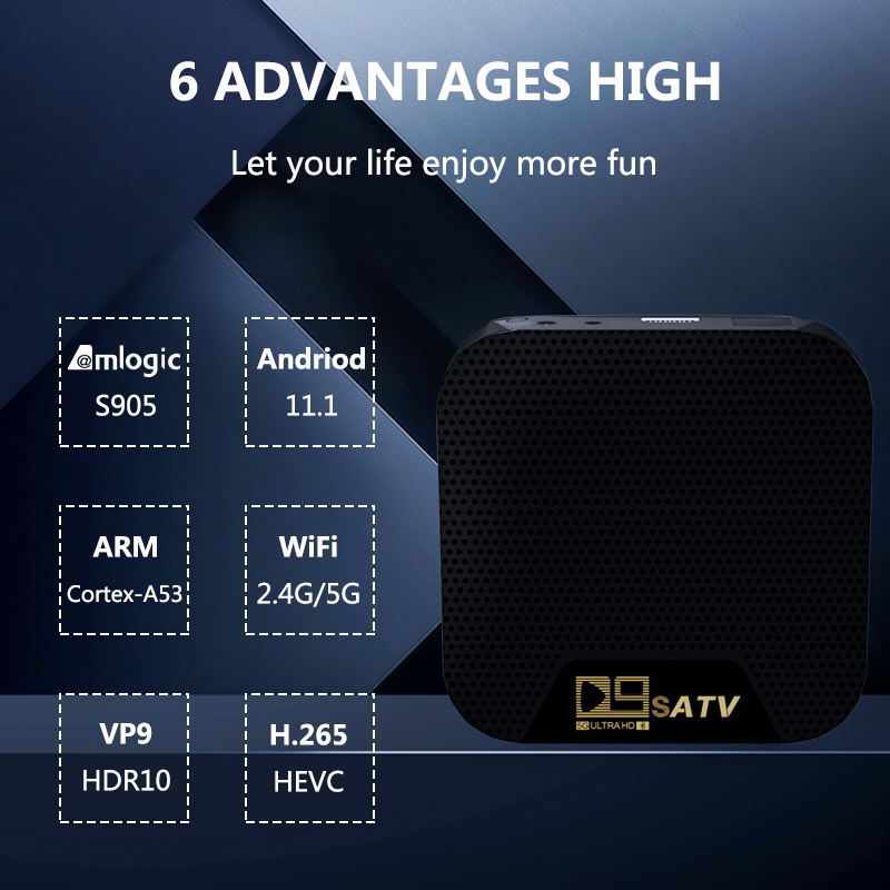 D9S跨境ATV语音电视盒子4K高清安卓机顶盒双WIFI蓝牙2+8网络播放详情3