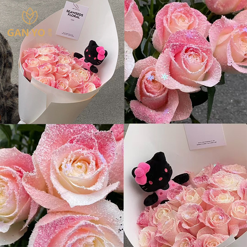 港与 草莓冰沙玫瑰花束装饰材料圣诞diy礼物花艺师花店包装资材