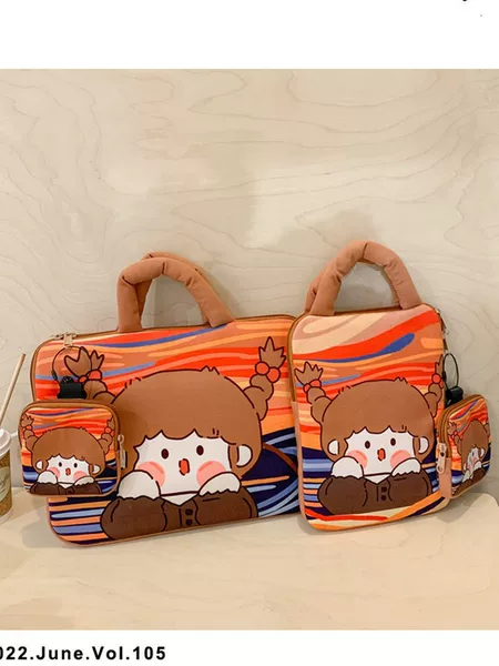 Computer Bag Tablet Notebook Bag iPad Handbag Thickened Drop-resistant Bag 2025 Pure Season New Cartoon Cute Bag