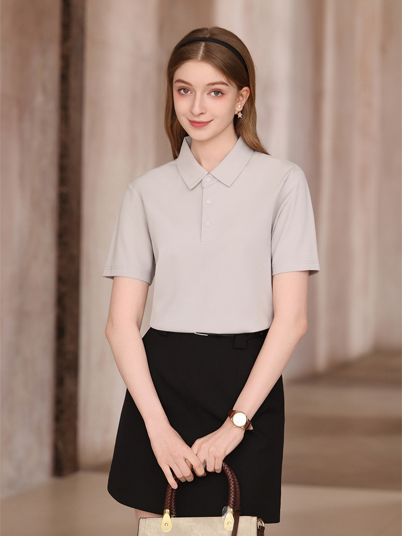 Mulher de seda de manga corta polo personalizado logotipo de verano masculino y femenino camiseta de collar bordado modelo