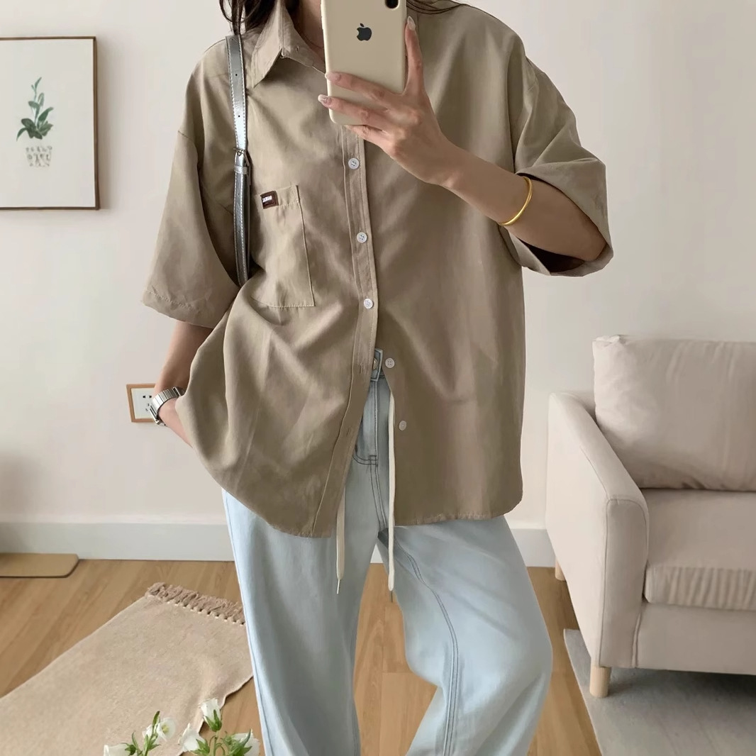 Japanese retro summer thin shirt for students