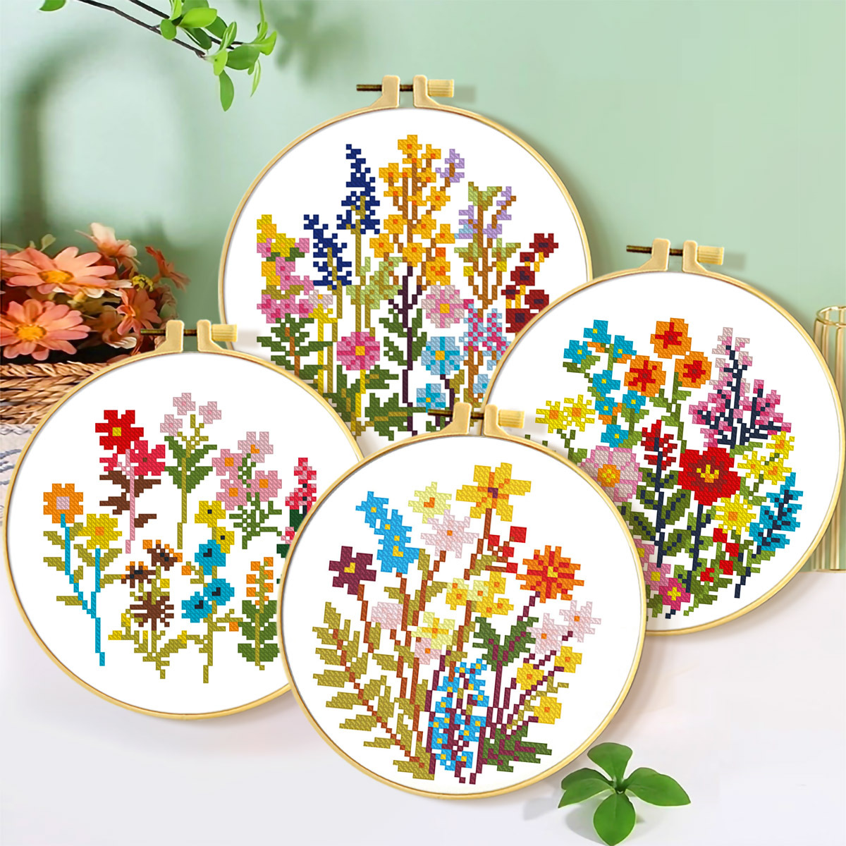 Fabricante mayorista de series de flores y hierbas en punto de cruz, nuevos diseños florales sencillos en punto de cruz 2026 disponibles para ventas transfronterizas
