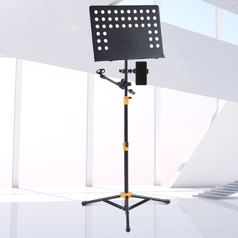 Triple-Action Live Streaming Mic & Phone Holder, Music Stand, Sheet Music Rack, Performance Score Stand, Adjustable Guitar Tab Stand