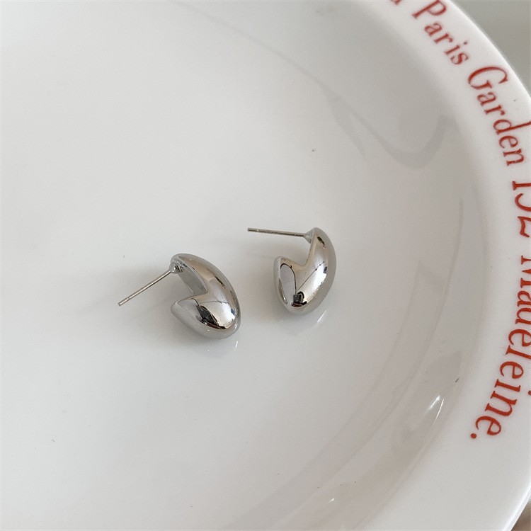 F7402 실버 글로시 후크 귀걸이