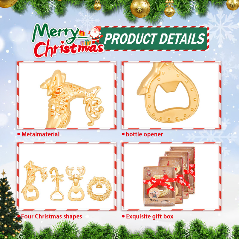 新しいクロスボーダーホットセールゴールデンメタルクリスマスボトルオープナークリスマスギフトパーティーギフトキッチンバー用品|undefined
