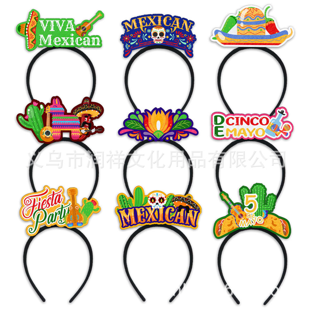 Suministros para fiestas mexicanas HAPPY NEW YEAR Diadema para fiestas de cumpleaños Diadema de papel para decorar tocado
