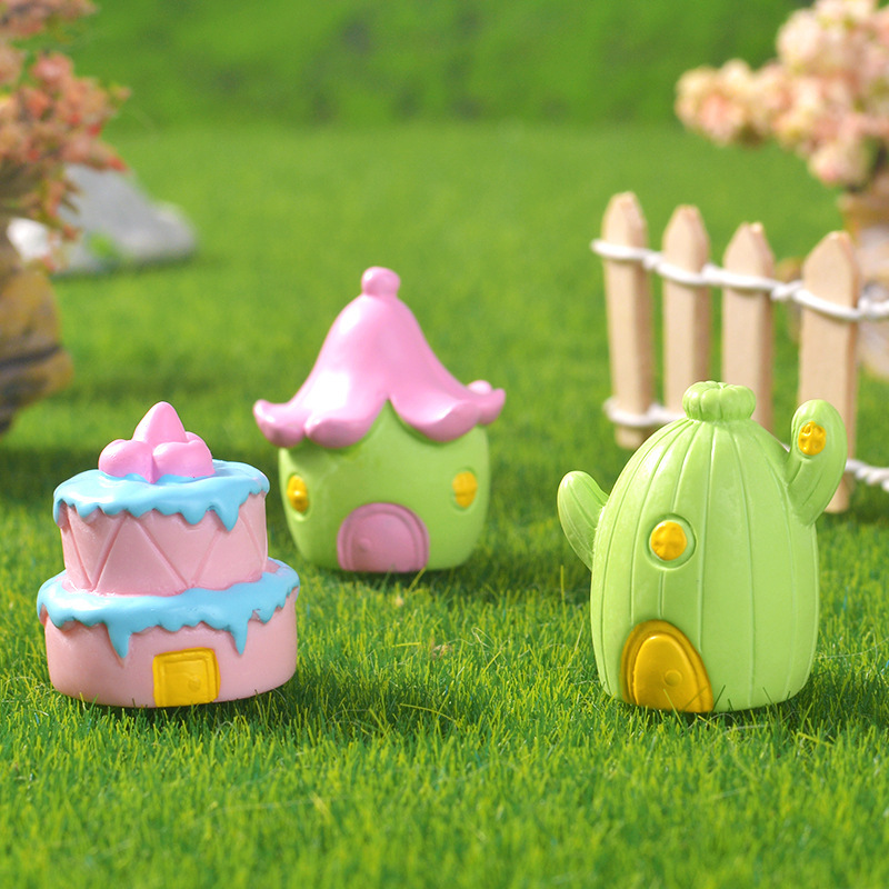 卡通蛋糕屋微景观多肉装饰摆件可爱卡通房子创意蛋糕烘培树脂配件 2