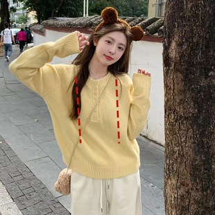 Breastfeeding Clothes Hot Mom's Autumn and Winter 2024 New Lazy Style Sweater Pants Two-Piece Set Breastfeeding Top Autumn
