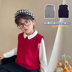 童辰辰媽 TB秋款男童兒童裝針織馬甲背心英倫學院風寬鬆上衣百搭