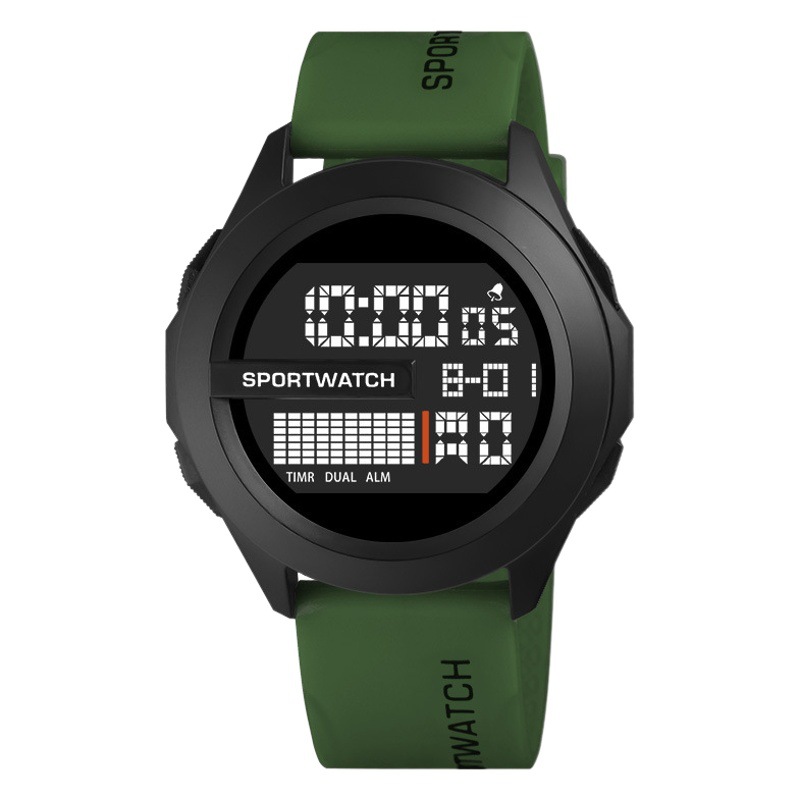 Tecnología transfronteriza de los nuevos hombres LED reloj electrónico multifuncional impermeable luminoso de moda estudiante deportes reloj electrónico