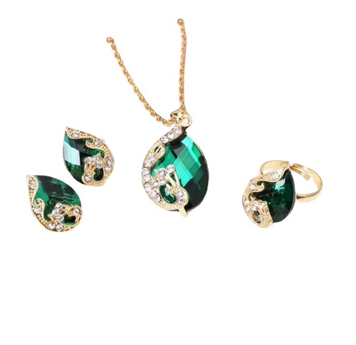 Creative Peacock Exquisite Crystal Korean Style Jewelry Necklace Women's Exquisite Three-piece Necklace Set Jewelry Manufacturer Wholesale
