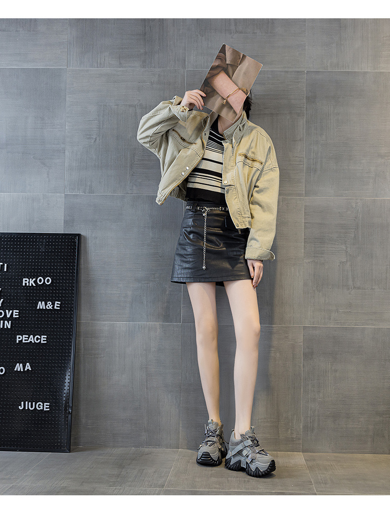 Giày sneaker nữ chunky đế dày phong cách retro, tăng chiều cao — Xám lông cừu 5013-1, Be lông cừu 5013-1, Be một lớp 5013, Đỏ lông cừu 5013-1 chi tiết 24