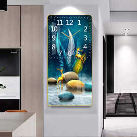 现代简约竖版钟表挂画客厅沙发背景墙装饰画餐厅寓意个性挂墙时钟