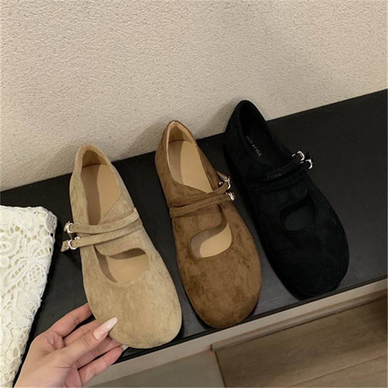 2025 Spring and Autumn New French Soft Sole Flat Gentle Granny Shoes Small Leather Shoes Maternity Shoes Single Strap Shoes for Women